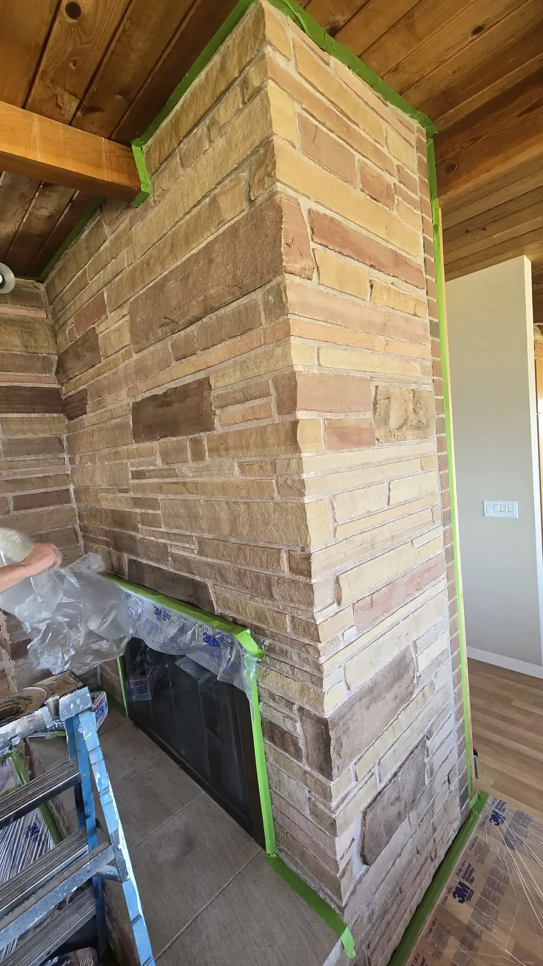 Fireplace stonework project by Saratoga Home Services & Landscaping